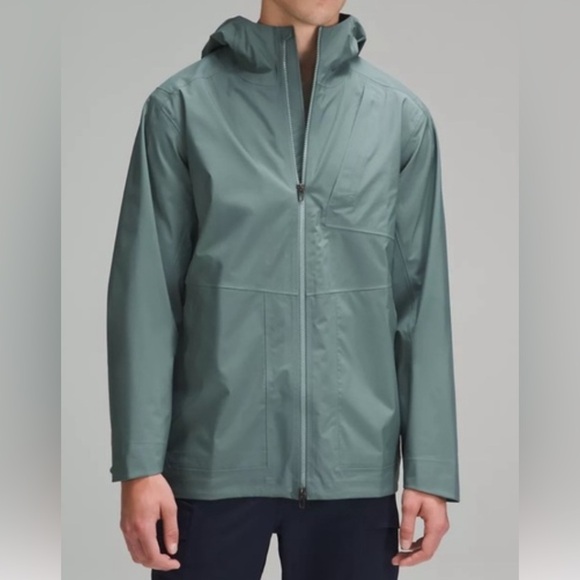 Lululemon Men’s Waterproof Full-Zip Rain Jacket-Medium Forest Green/Small - Picture 1 of 15